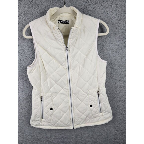 Argstar Jacket Vest Womens S White Quilted Lightweight Puffer Style Zip Pockets - Picture 13 of 16